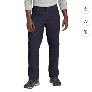 Eddie Bauer Mens Tech Pants Navy Blue Size 40x30 Hiking Outdoors UPF50 Active